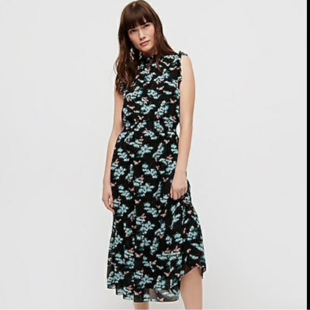 💵 NWT | J CREW Botanical Bees Midi Dress - Smocked Waist - Picture 3 of 10